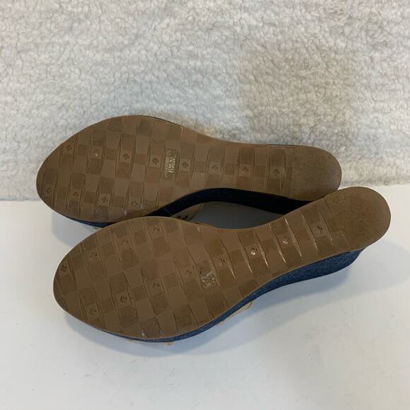 Kate Spade Wedge Sandals 8.5 M Meredith Denim and Tan Vacation Weekend Luxury - Picture 7 of 7